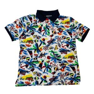 Polo Ralph Lauren Graphic Polo Shirt Nautical‎ Bear Logo Short Sleeve Kids M-L